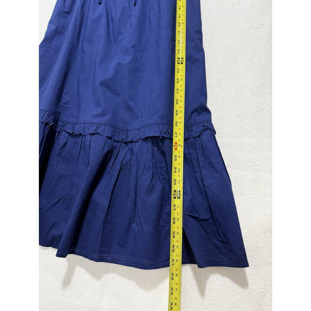 J.Crew Factory Midi Dress Size 4 Navy Tiered Fit & Flare NWT Tie-Neck Sleeveless - Picture 12 of 15